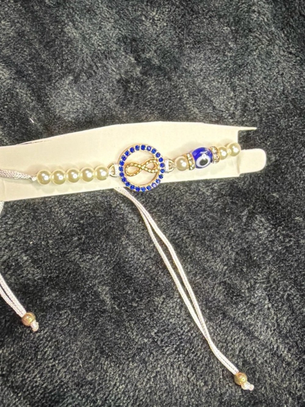 Pearl and Blue Crystal Infinity Bracelet - Unbranded